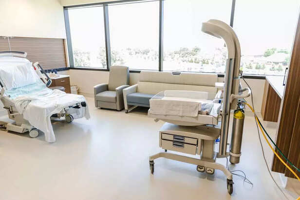 Hospital room prepared for delivery