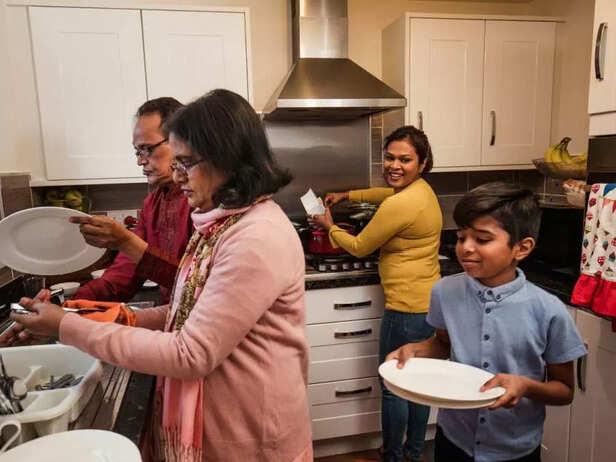 child helping family