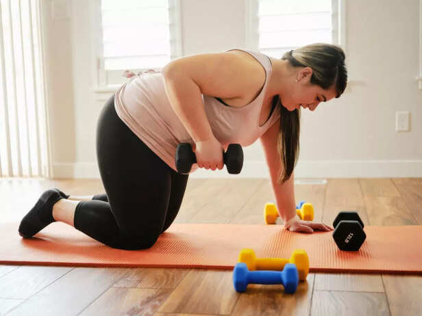 overweight woman exercising