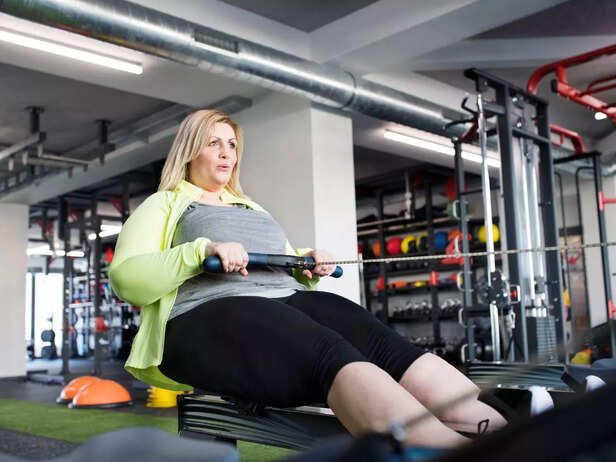 overweight woman exercising