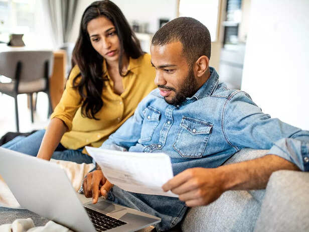 couple checking the finances