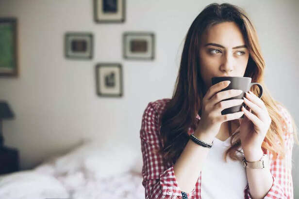 Woman having coffee