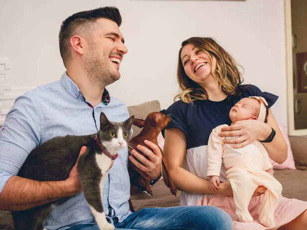 happy family with pets