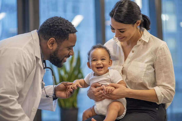 Cute baby at the doctor's office