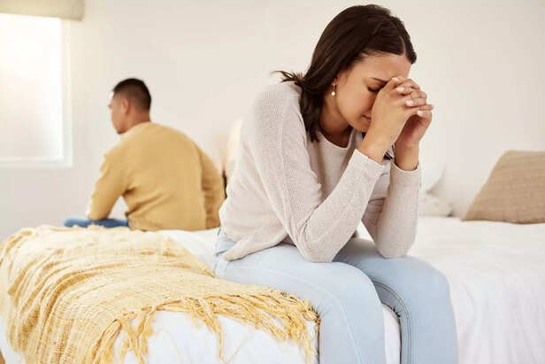 Unhappy and stressed out couple