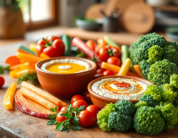 Hummus and Veggies can be a healthy and tasty breakfast option