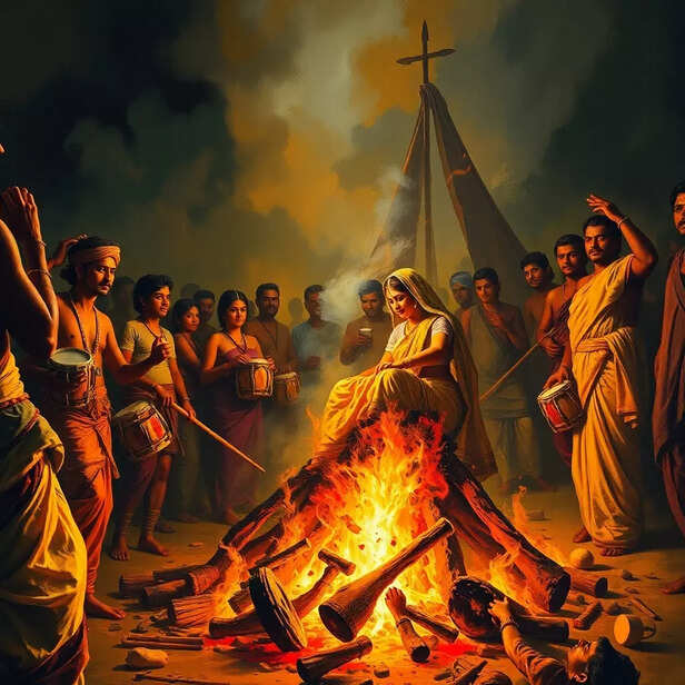 A photo showing sati pratha