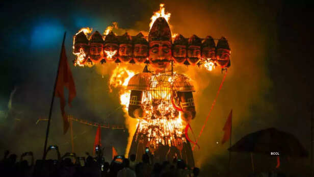 Effigy of Ravana engulfed in flames