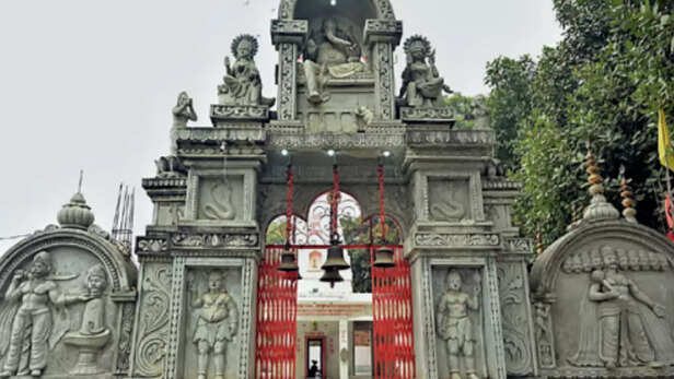 Bisrakh-Majestic temple gateway adorned with divine sculptures