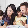 Happy parents with happy children