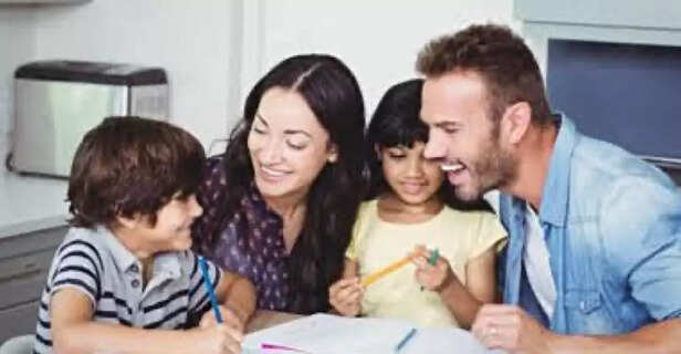 Happy parents with happy children