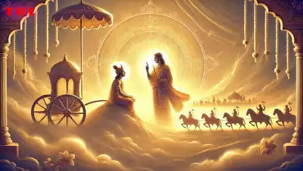 Shri Krishna Giving lesson to Arjuna in Mahabharata
