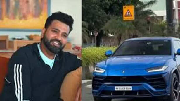 Rohit sharma posing with his Lamborghini Urus