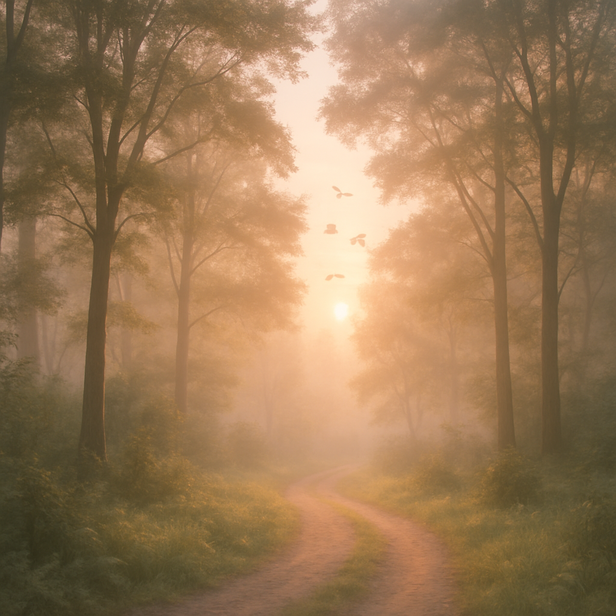Hyper-realistic image of a forest trail