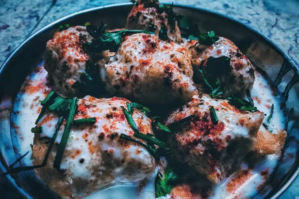 Savory Herb Pancakes with Yogurt Sauce