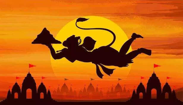 Hanuman ji lifting the mountain to save life