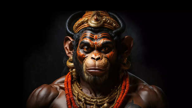 The Divine Warrior: Lord Hanuman in His Fierce Glory