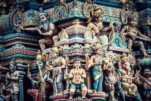 Meditating yogi amidst chaos