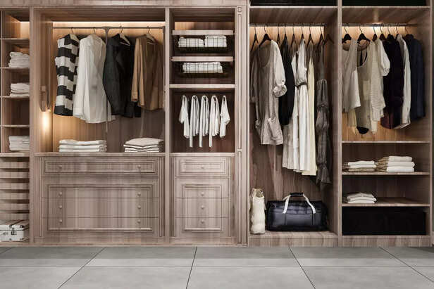Minimalist closet with repeated color tones