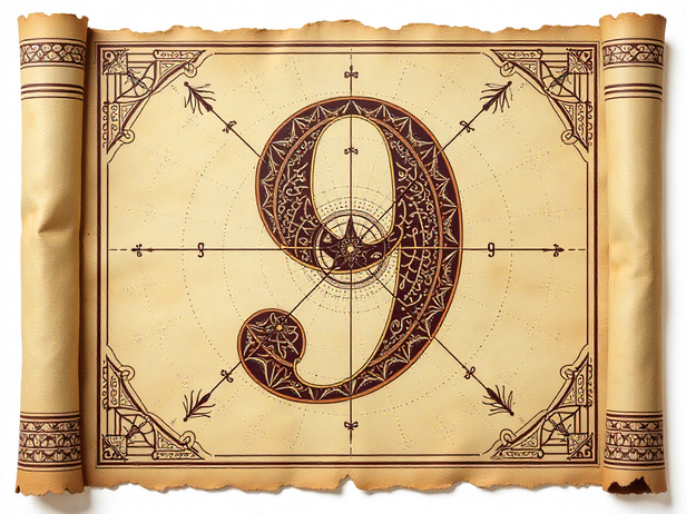 Ancient parchment with number 9