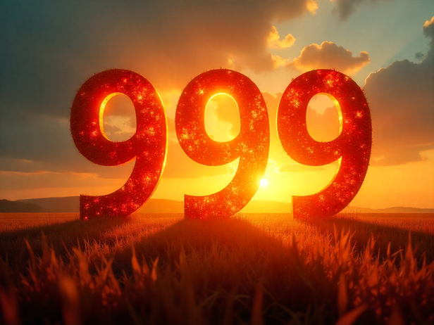 Triple 9 glowing in the sky