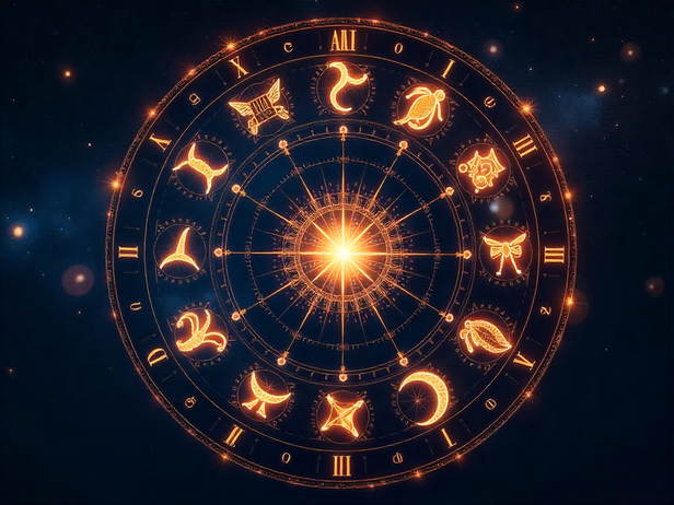 A circular zodiac wheel