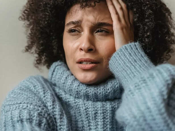 A woman crying