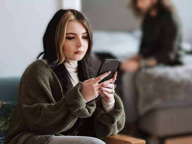 Woman looking at her phone