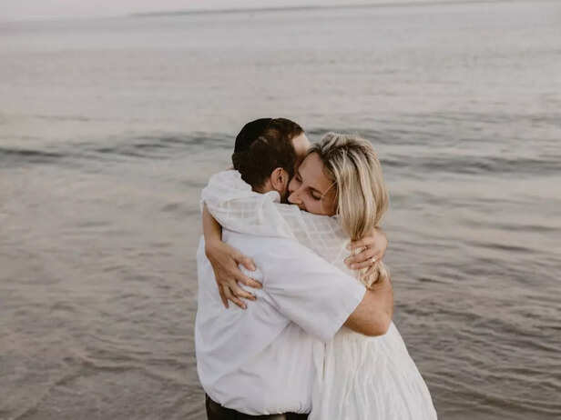 A couple hugging each other