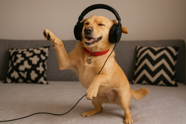 Grooving to the Beats: A Dog Enjoying Music