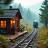 Train in mid of pine forest