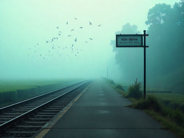 A misty and eerie railway halt in Assam