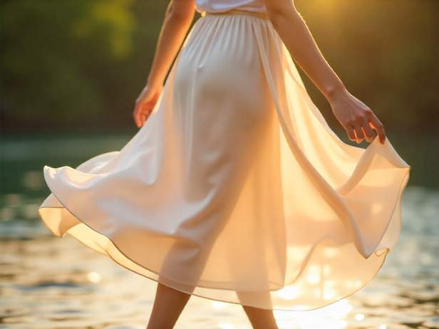 A flowing silk skirt