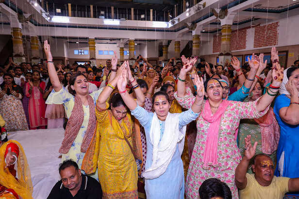 Devotees celebrate the Radha Ashtami festival