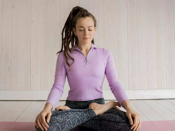 A woman meditating