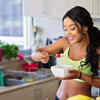 A woman eating