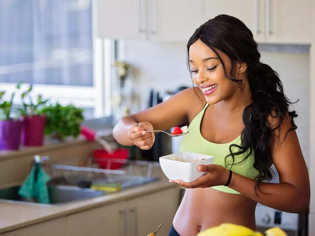 A woman eating