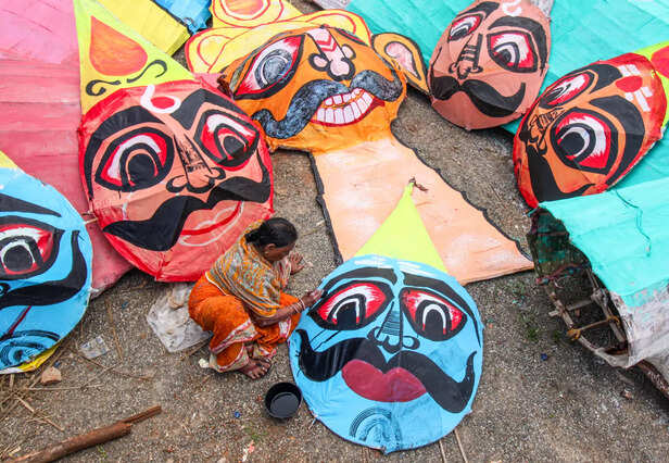 Ravana effigy with paper
