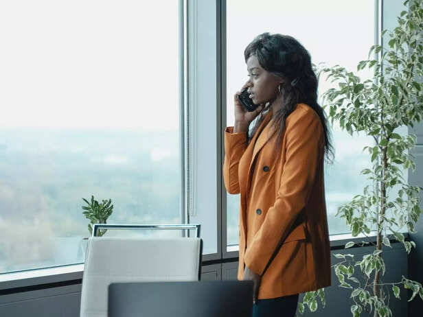 A woman talking on phone