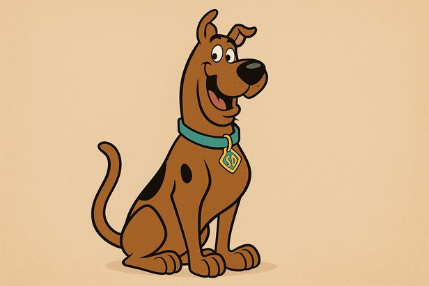 Classic Cartoon Scooby Doo Sitting and Smiling Dog Portrait