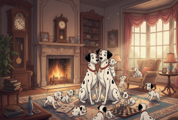 Pongo and Perdita: A Beloved Family Portrait from 101 Dalmatians