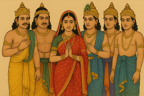 Draupadi with Pandavas