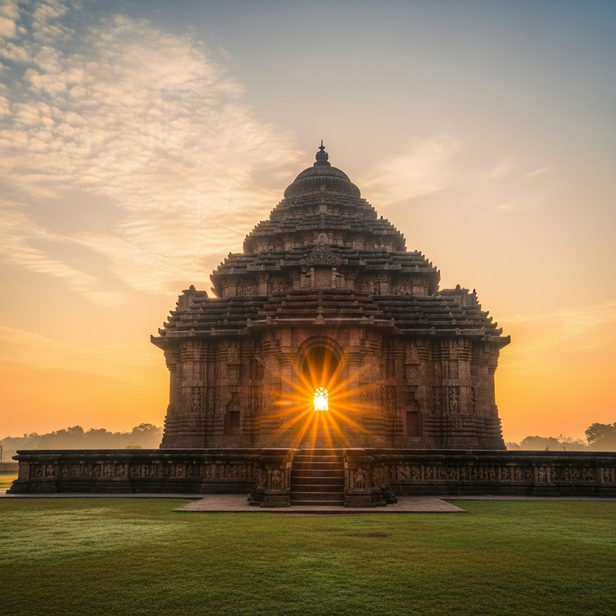 Morning rays illuminating Konark Temple