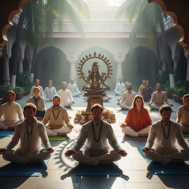 Chanting Om meditation India