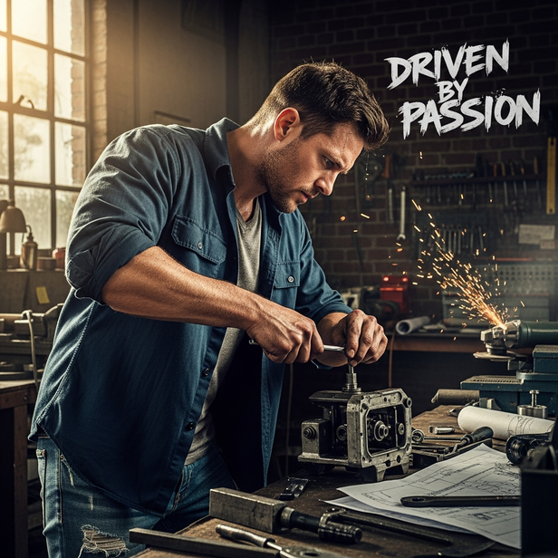 Driven by passion  man working energetically with focus