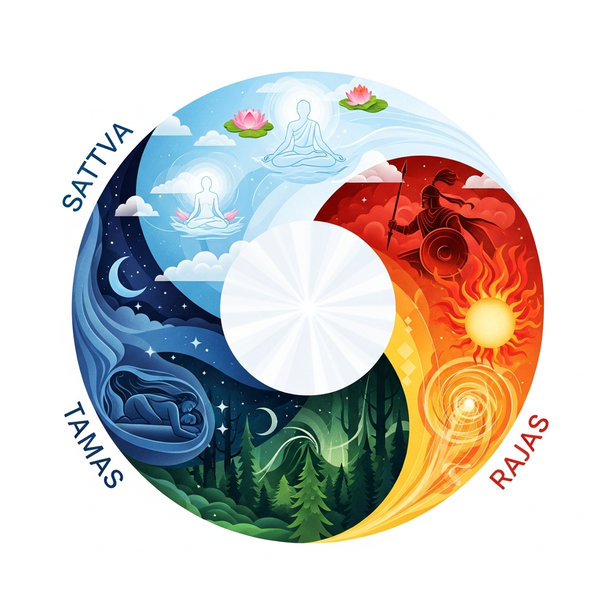 Circle of balance  Sattva Rajas Tamas harmony illustration