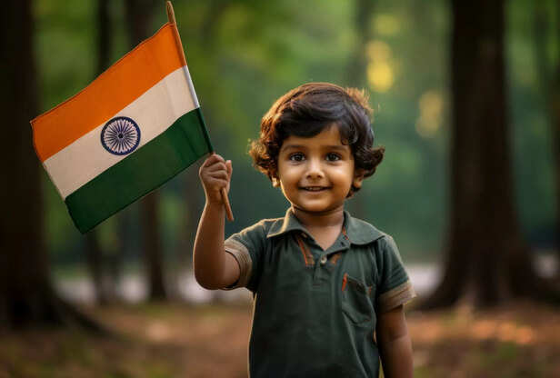 Indian Child With National Flag