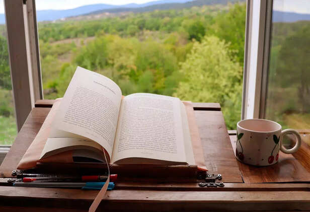 Open Book with Calm Workspace