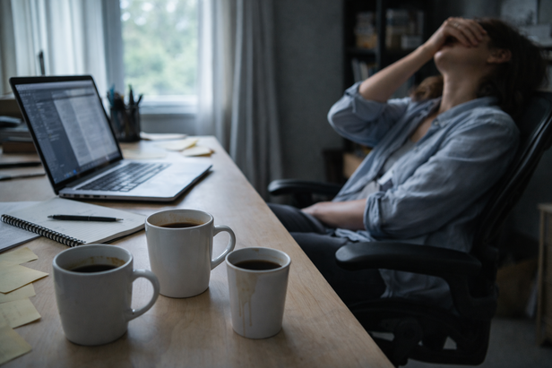 Woman stressed in her office