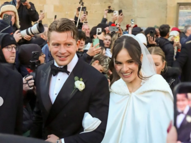 Holly Ramsay and Adam Peaty share wedding moment